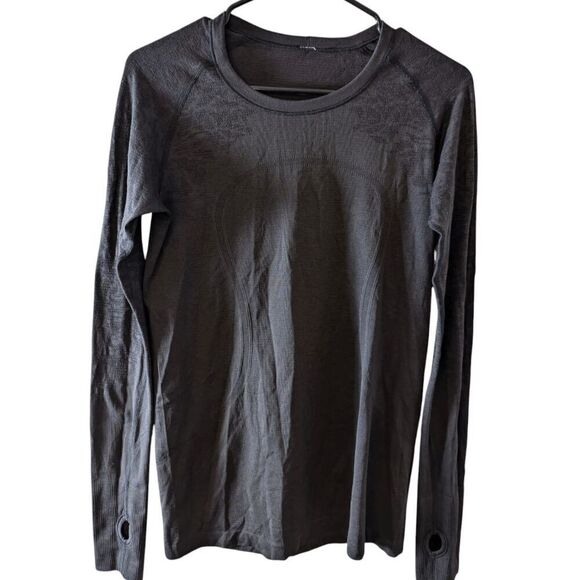 LULULEMON ATHLETICA Swiftly Tech Long Sleeve Crew In Black Cherry/Black Size 10 - Picture 4 of 9